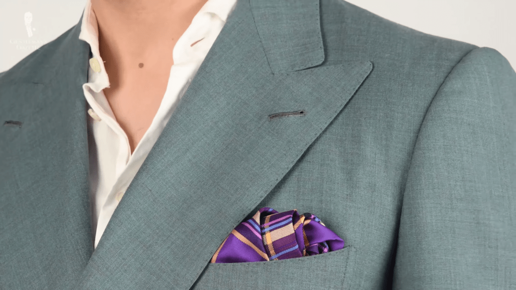 Purple and yellow pocket square