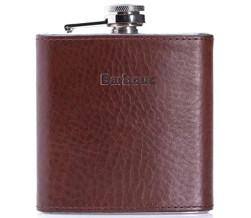 Stainless steel flask with leather cover