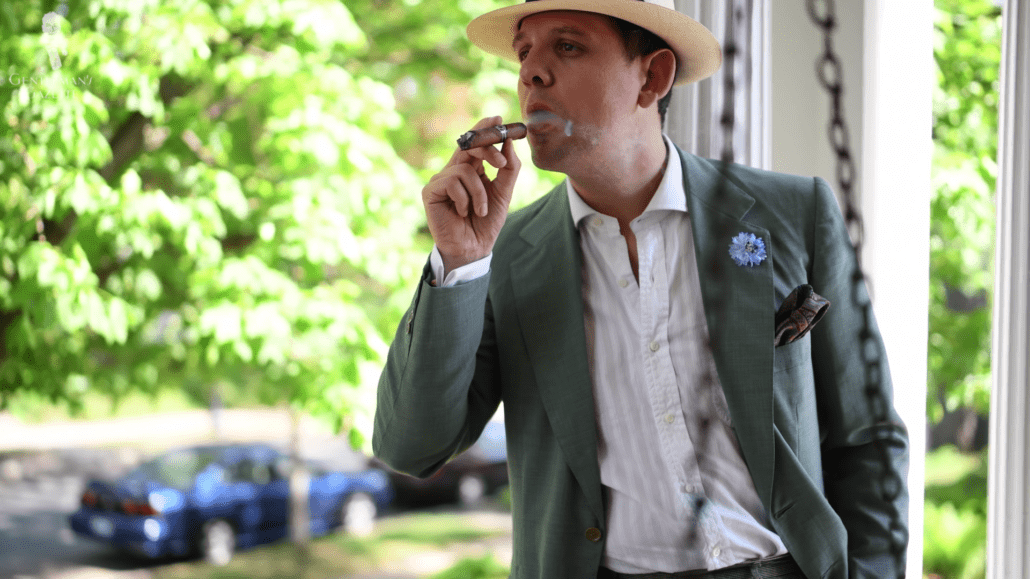 Sven Raphael trying out a Cuban cigar