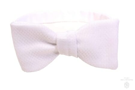 Small White Marcella Pique Single End Bow Tie - Fort Belvedere