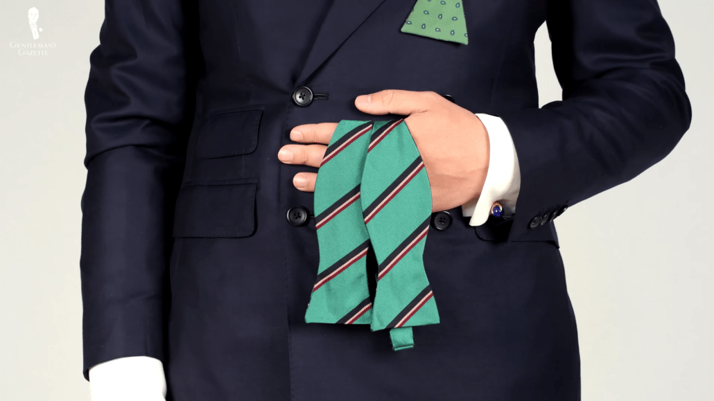 Turquoise repp stripe bow tie