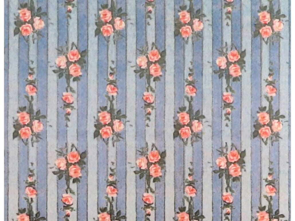 An example of a wallpaper print which incorporates stripes into its design.