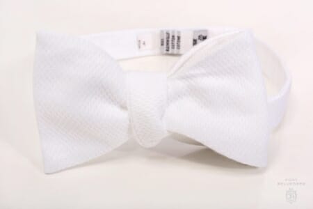 White Tie in Marcella Bird's Eye or Waffle Piqué Bow Tie Self Tie Butterfly - Fort Belvedere