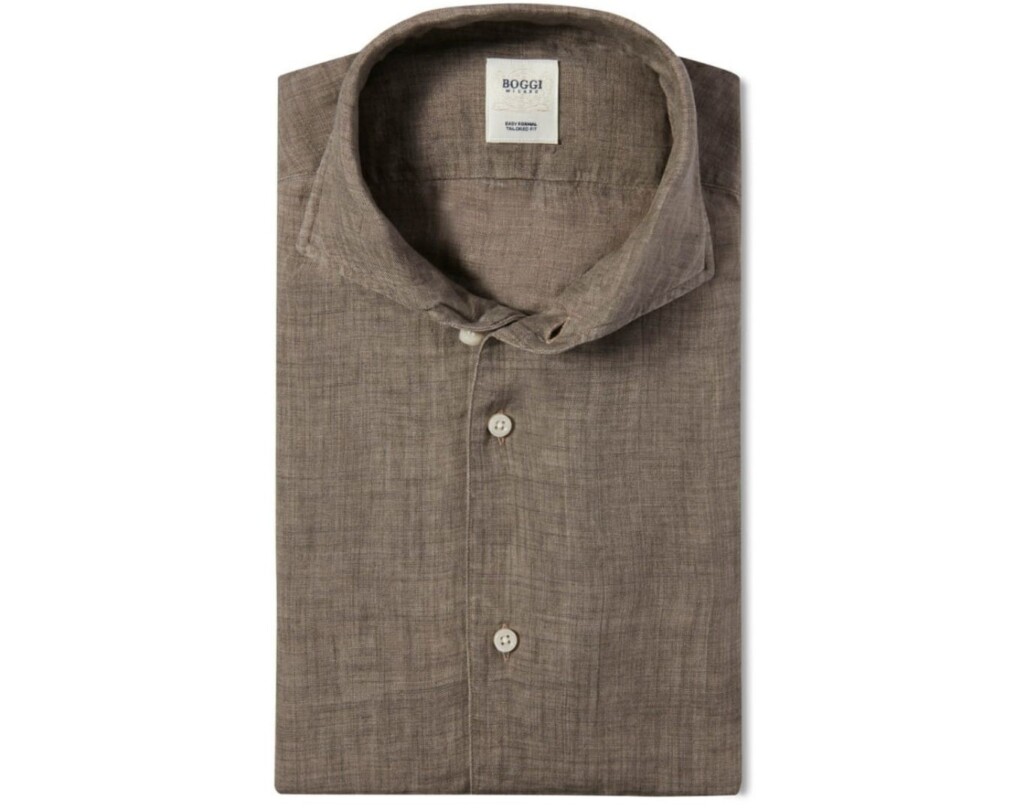 A brown délavé linen shirt from Boggi Milano