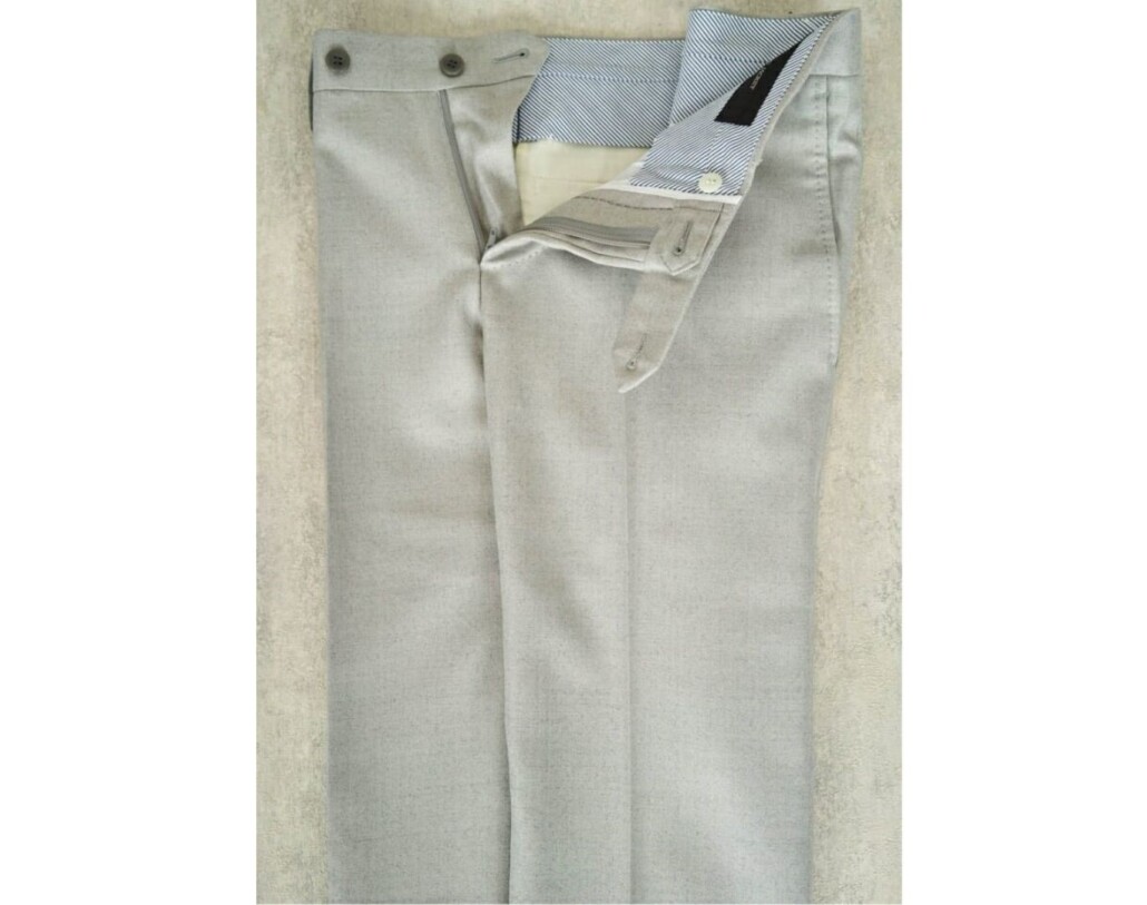 A pair of light gray Advansa ThermoCool fabric trousers from Ring Jacket.