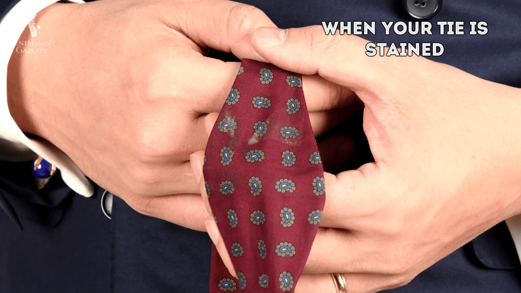 A stained tie is not a great sight