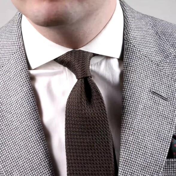 Houndstooth jacket with grenadine tie and pocket square from Fort Belvedere