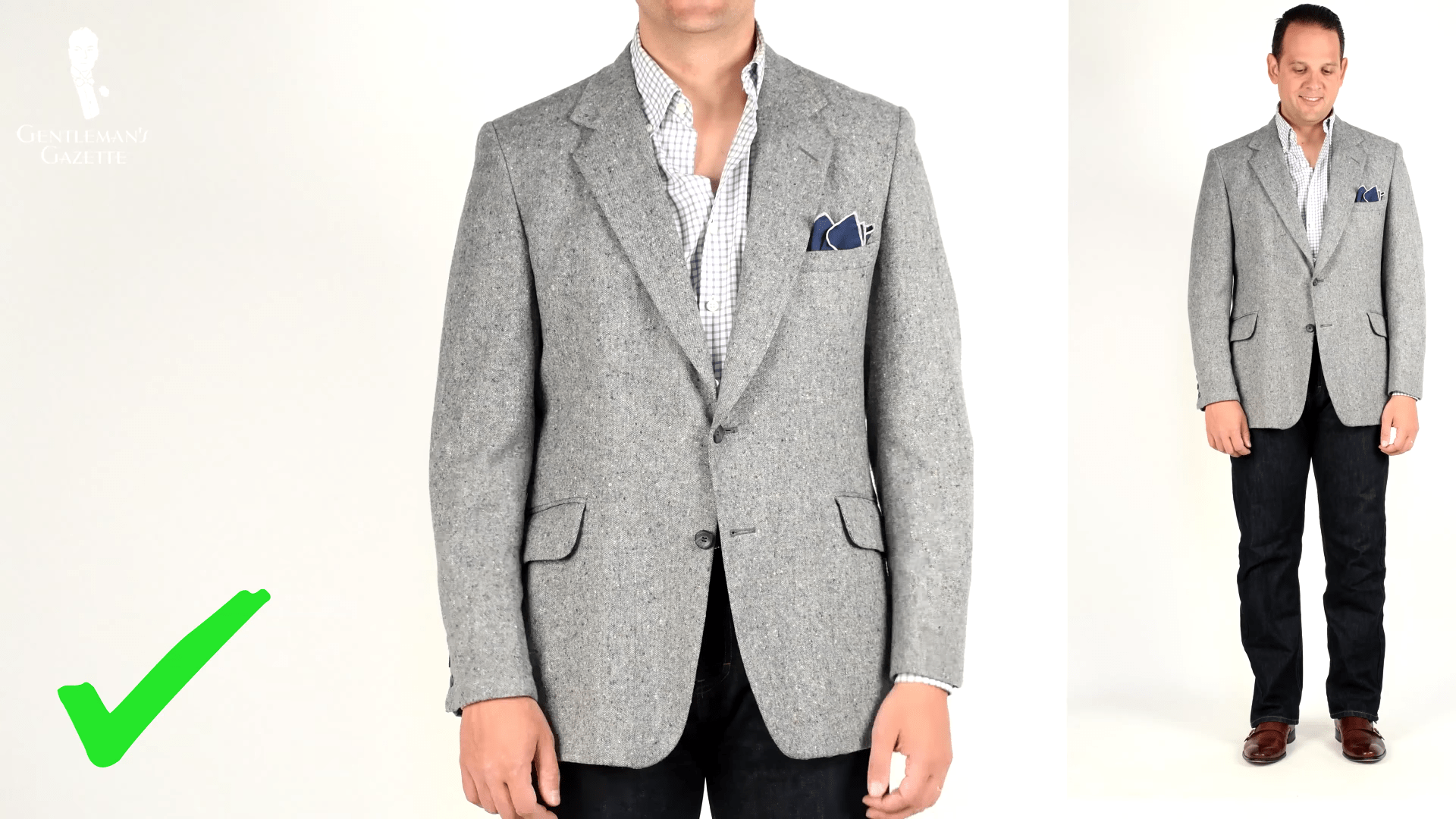 charcoal sport coat with jeans