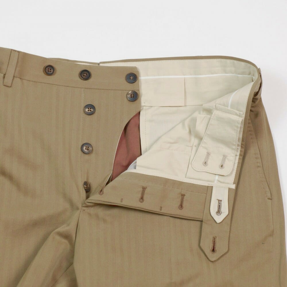 Button closures on a pair of pants