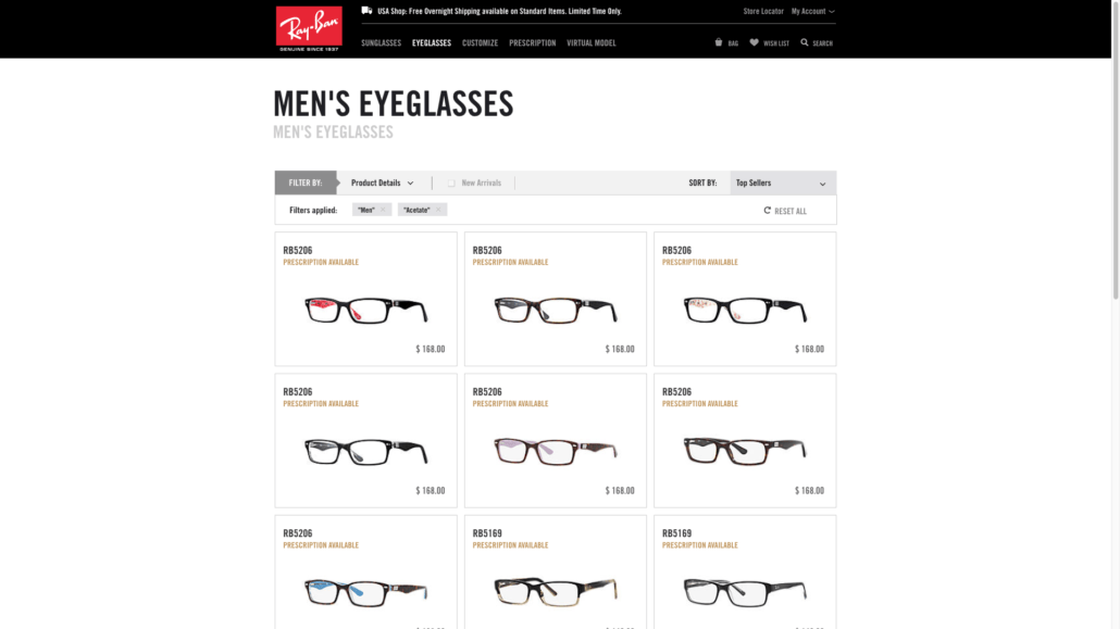 Ray-Ban online shop for eyeglasses