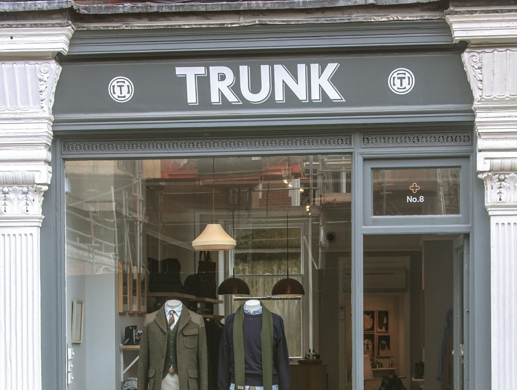 The storefront of Trunk Clothiers in Marylebone, London.