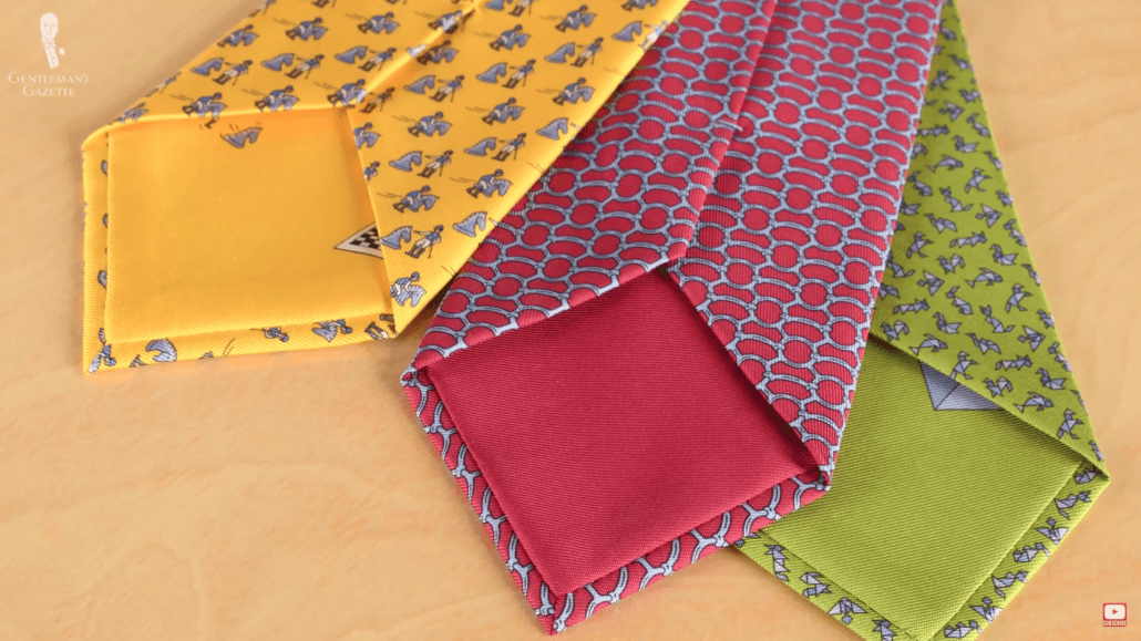Tip lining color should always match the background color of the tie front