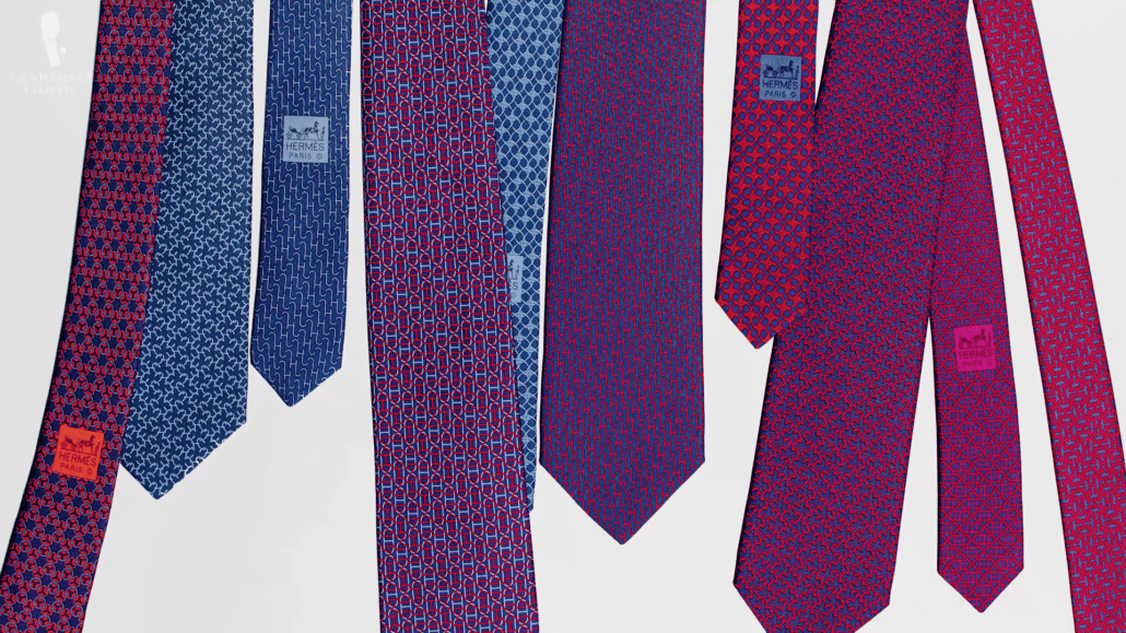 A variety of Hermes ties