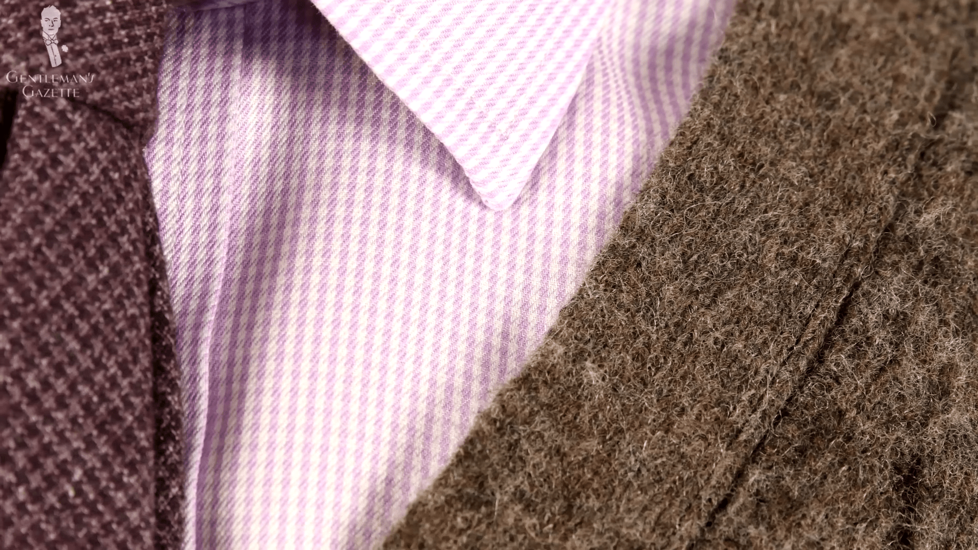White and lavender puppytooth dress shirt