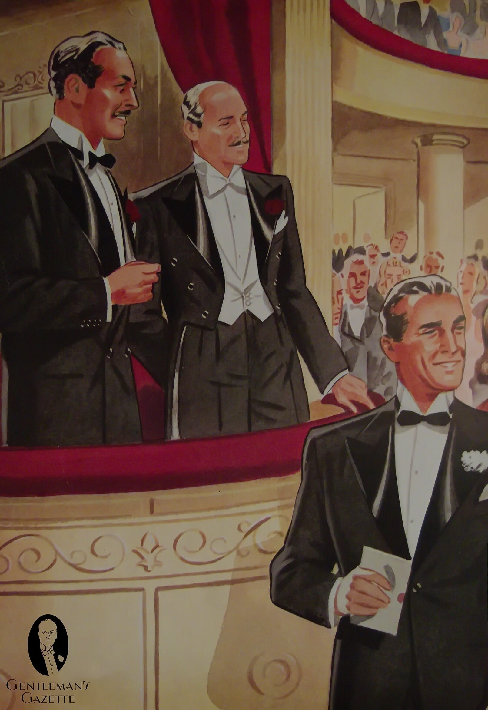 Gentlemen in the 1940s in their formal evening wear