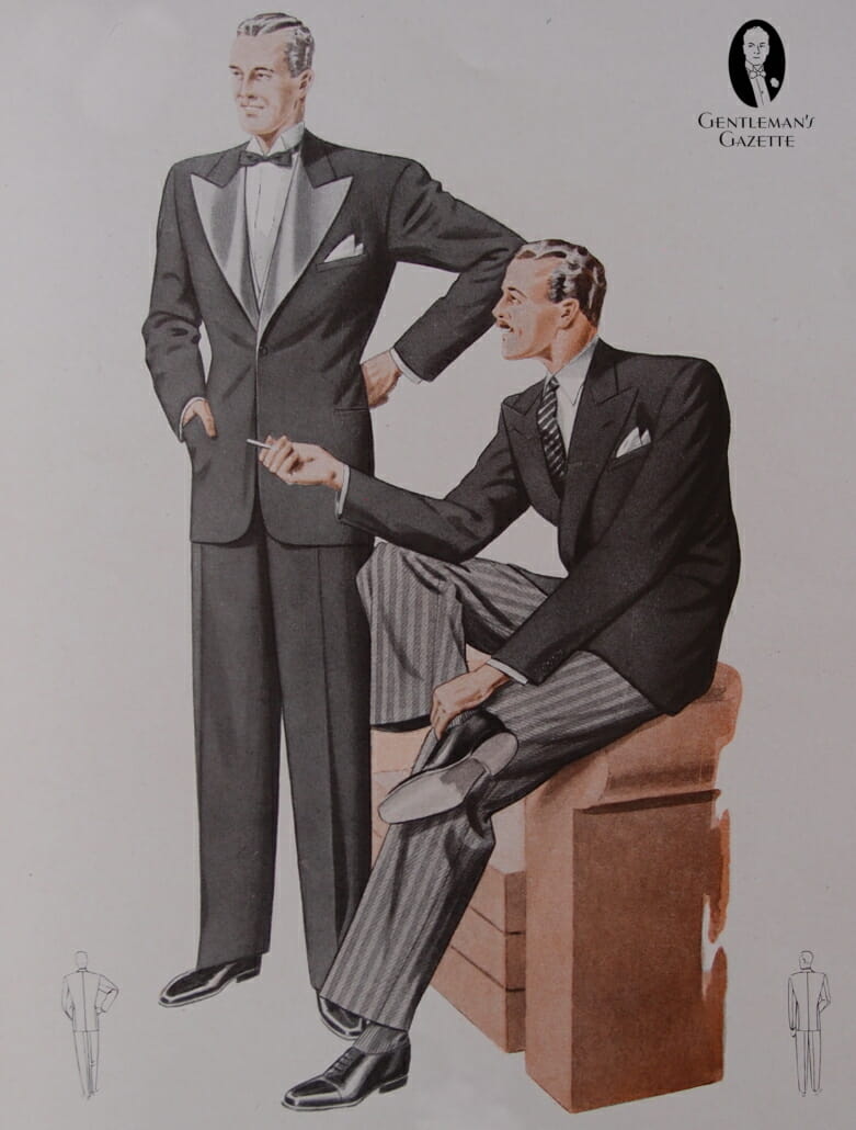 1942 Fashions Germany - Tuxedo on the left and Stroller Stresemann on the right