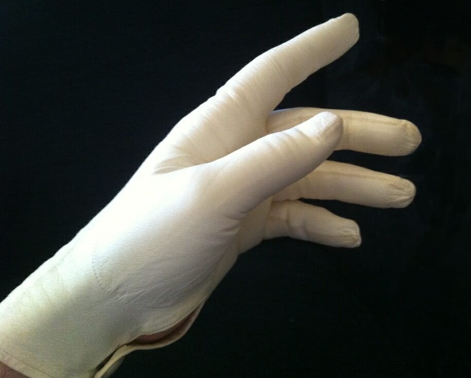 An example of vintage glacé kidskin gloves showing how they fit like a second skin.