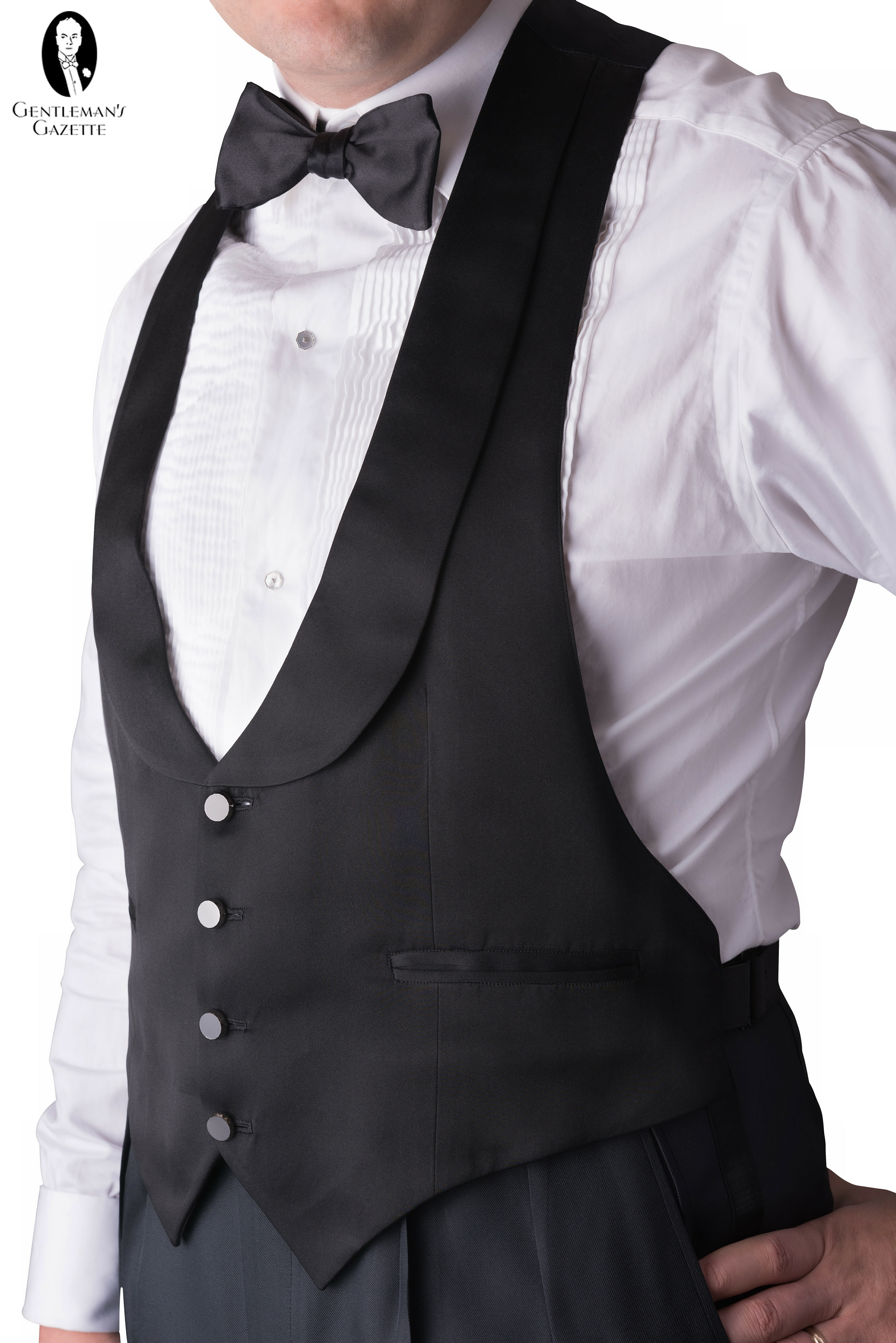 Backless Black Tie Waistcoat