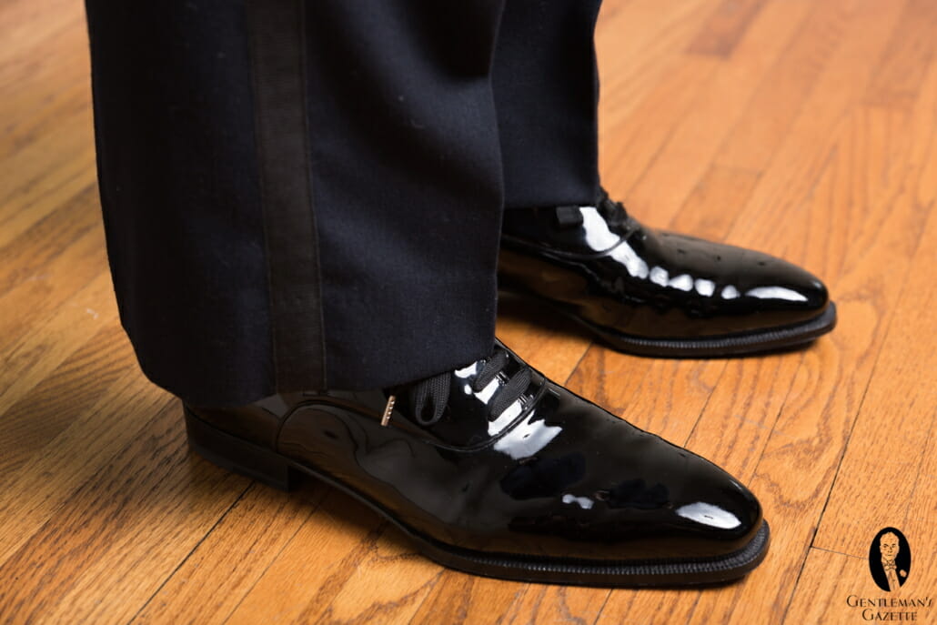 black patent leather oxfords