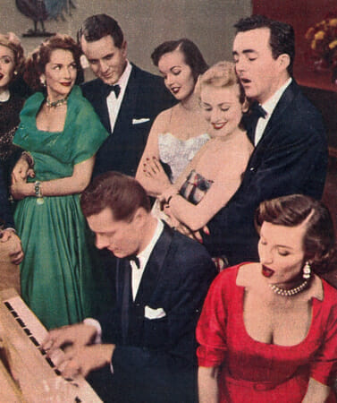 A black-tie dinner party, c. 1952.