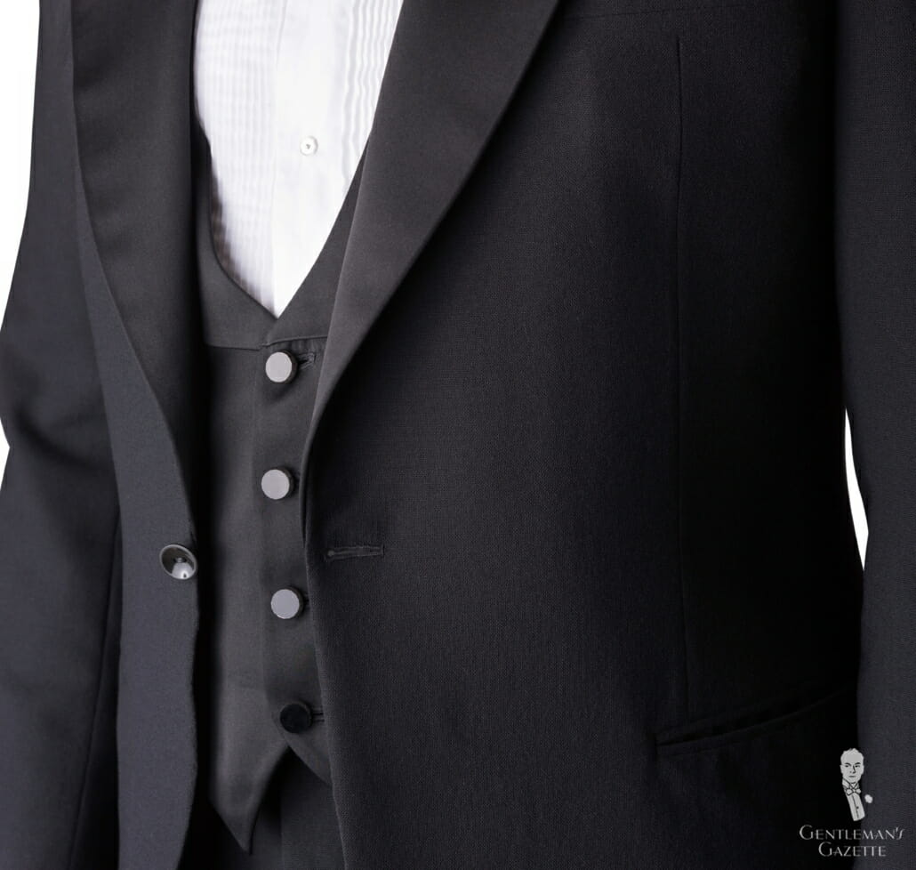 Mens 2XLarge Tuxedo Black White Vest & Bow Tie Formal Vintage OpenBack Chaps Set 