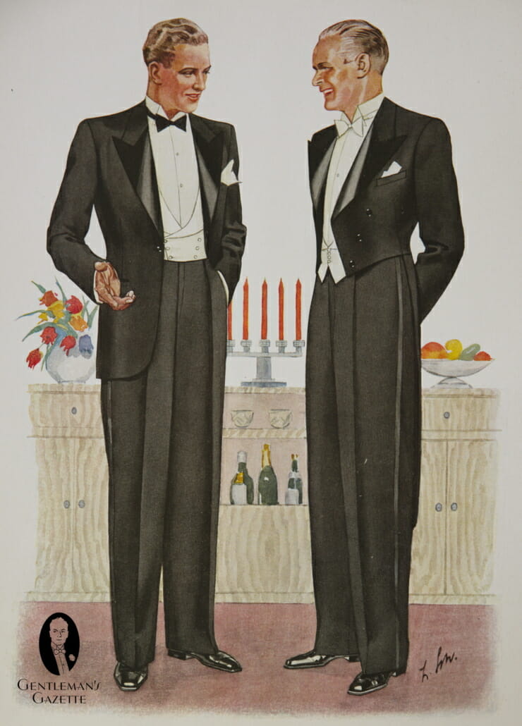 Black Tie with wing collar and white DB vest and white tie with single galon - Germany Summer 1938
