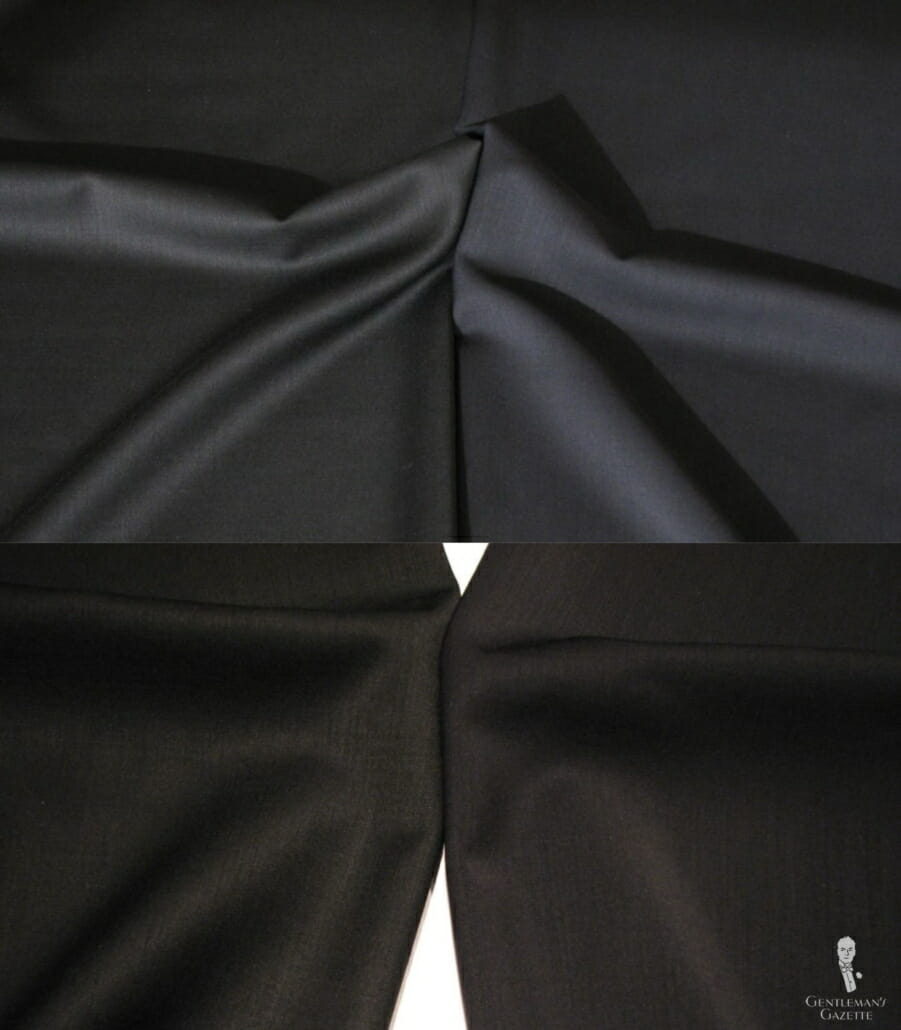 The difference between midnight blue and black is most obvious in daylight (top) and least apparent in artificial light (bottom).