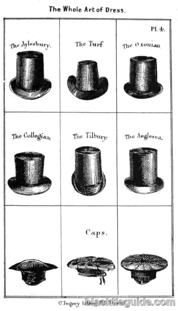 English top hat styles from an 1830 etiquette book