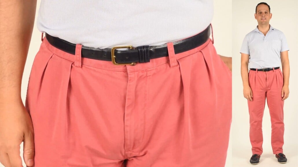 Raphael in a striped polo shirt, chinos and boat shoes.