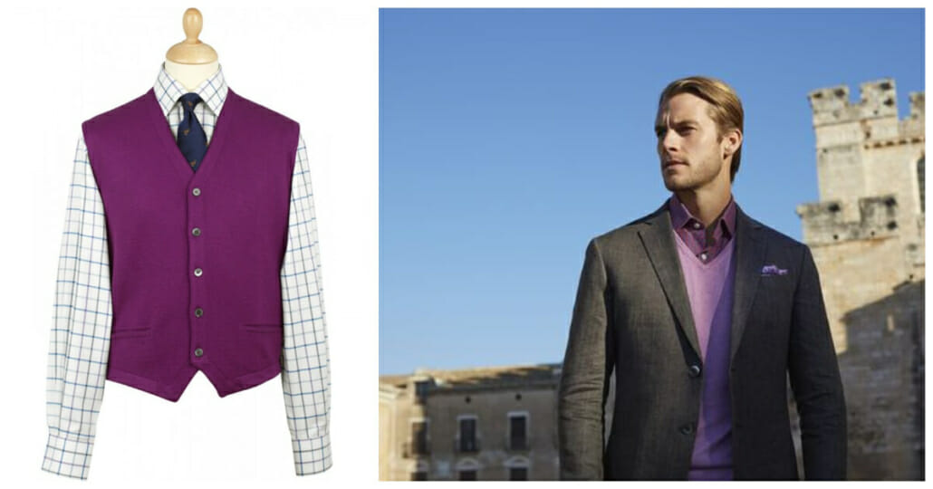 Two examples of purple knitwear