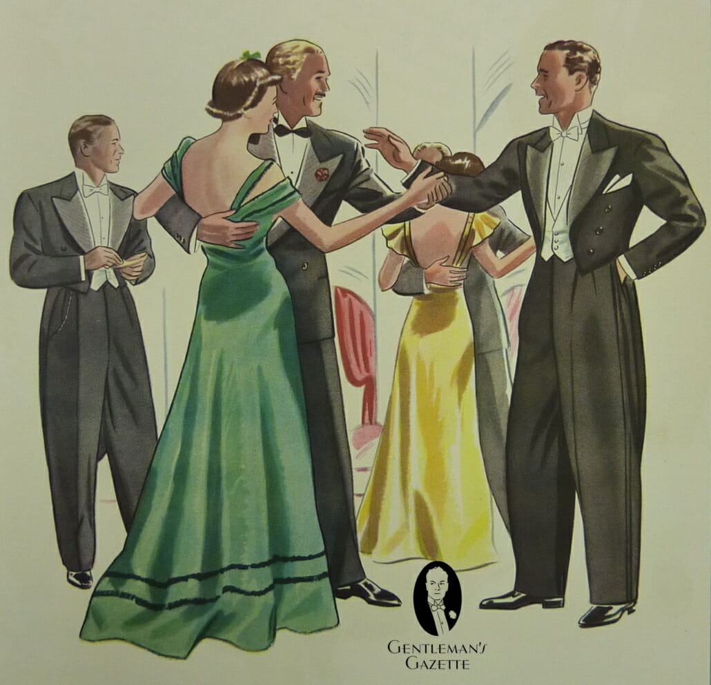 Typical 1930s full cut for evening wear