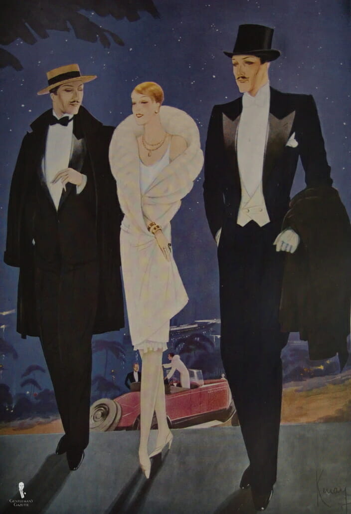 Vintage Evening Wear Black Tie and White Tie with evening overcoats 1920