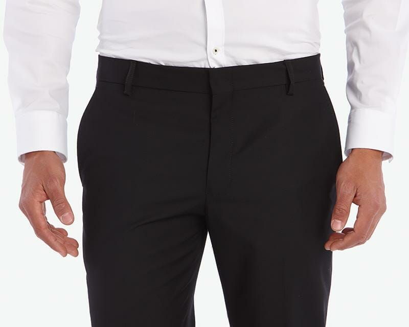 SAtin Waistband and flat front "tuxedo" pants