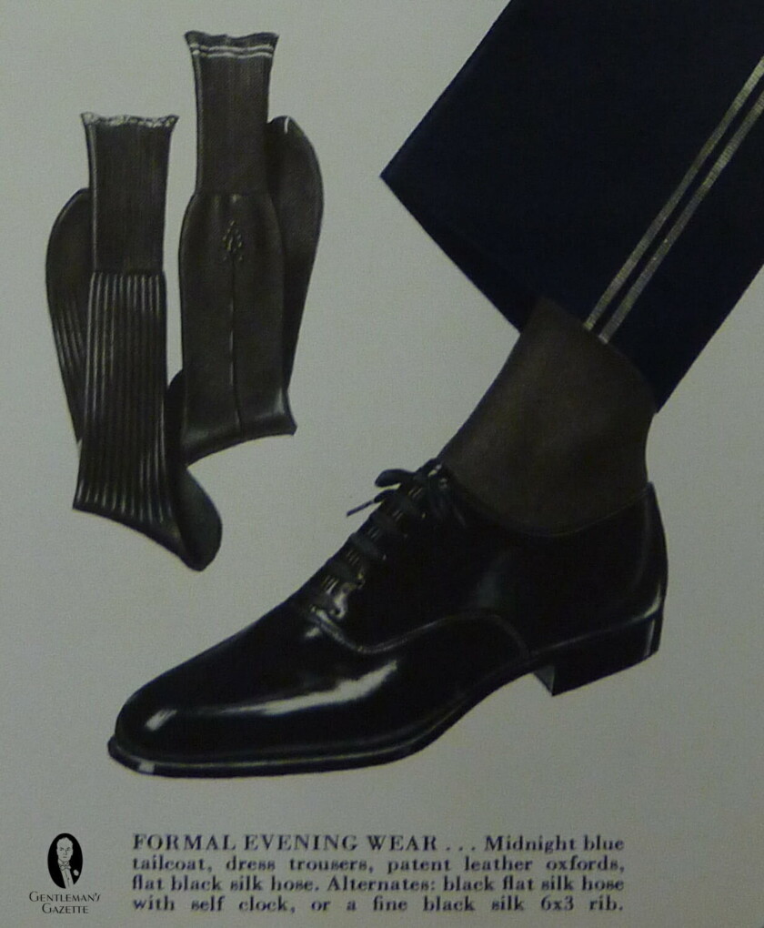 1930s Capless Oxfords with Evening Shoelaces and silk socks