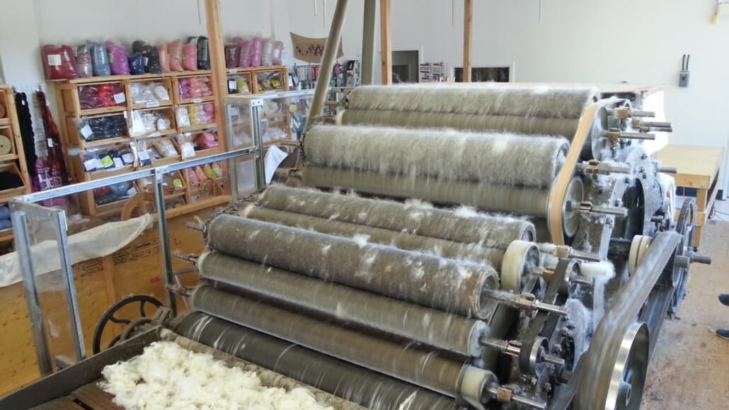 A historic wool carding machine