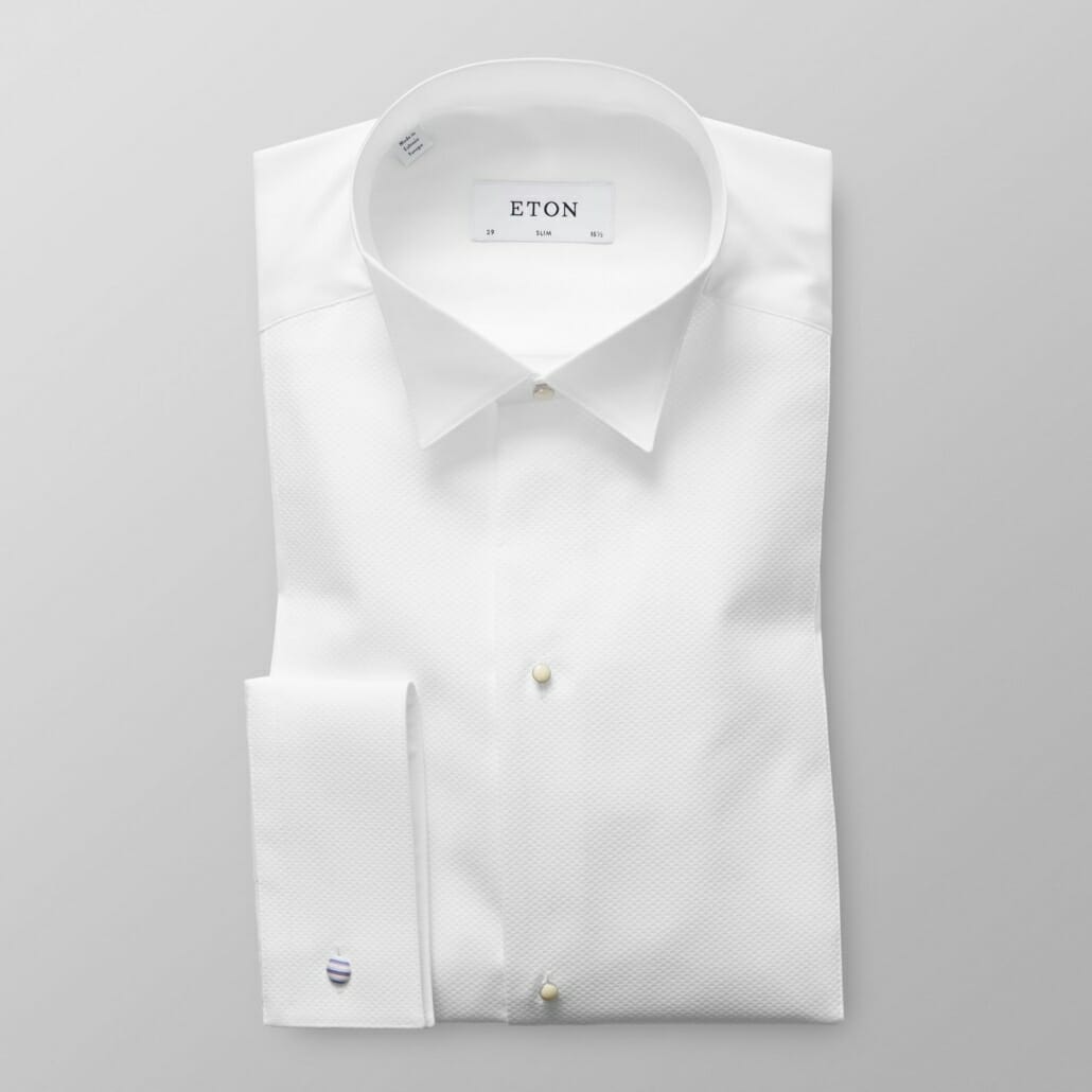 Attached Wing Collar White Tie shirt by Eton