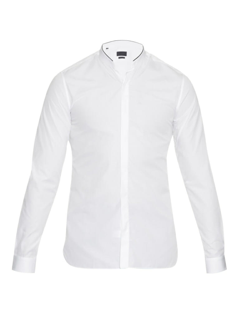 Band collar shirt are very informal and not suitable for black tie