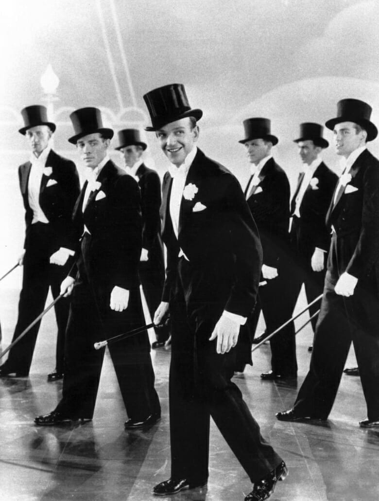 Fred Astaire dancing in white tie