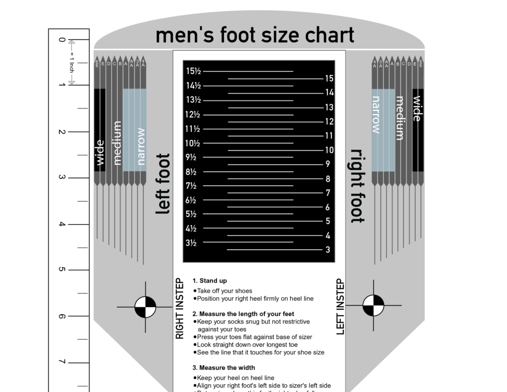 mens shoe size measurements