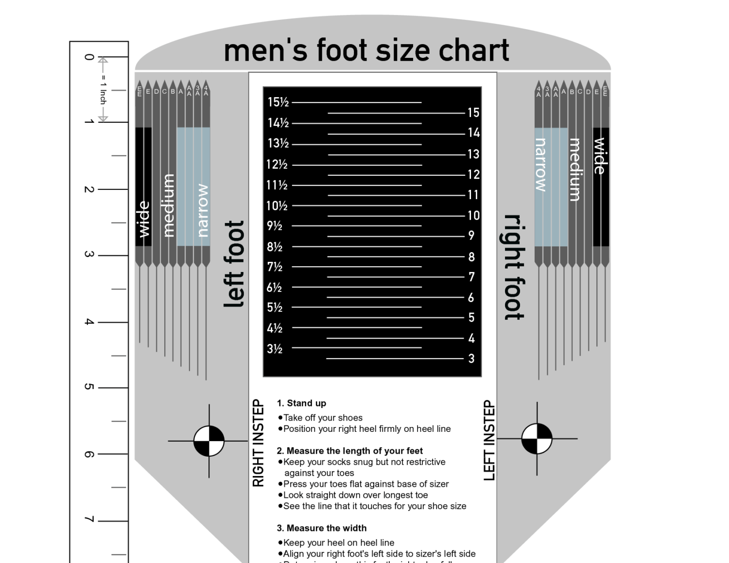 Printable Mens Shoe Size Chart With Width Use Our Men's Shoe Size Chart ...
