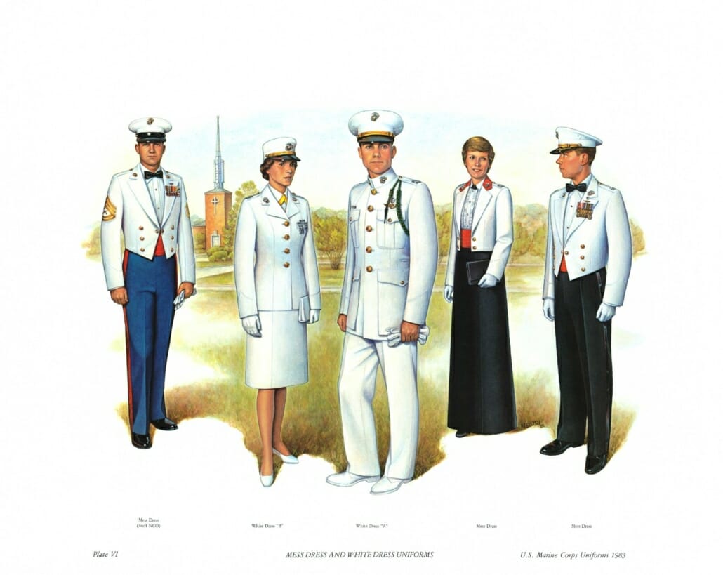 Mess Dress and White Dress Uniforms - U.S. Marine Corps Uniforms 1983 -1984