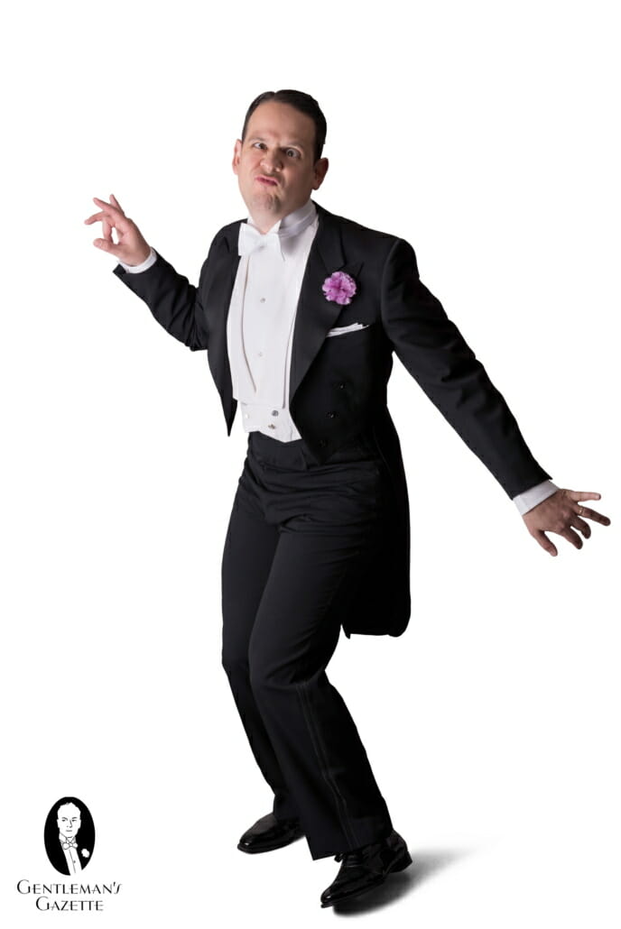 Sven Raphael Schneider in White Tie being goofy