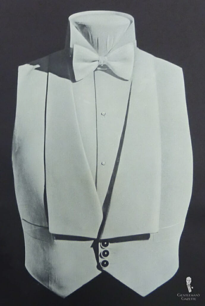 White cambric fabric white tie waistcoat