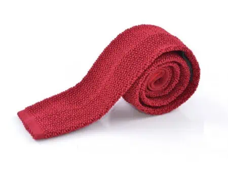 Knit Tie in Solid Red Silk