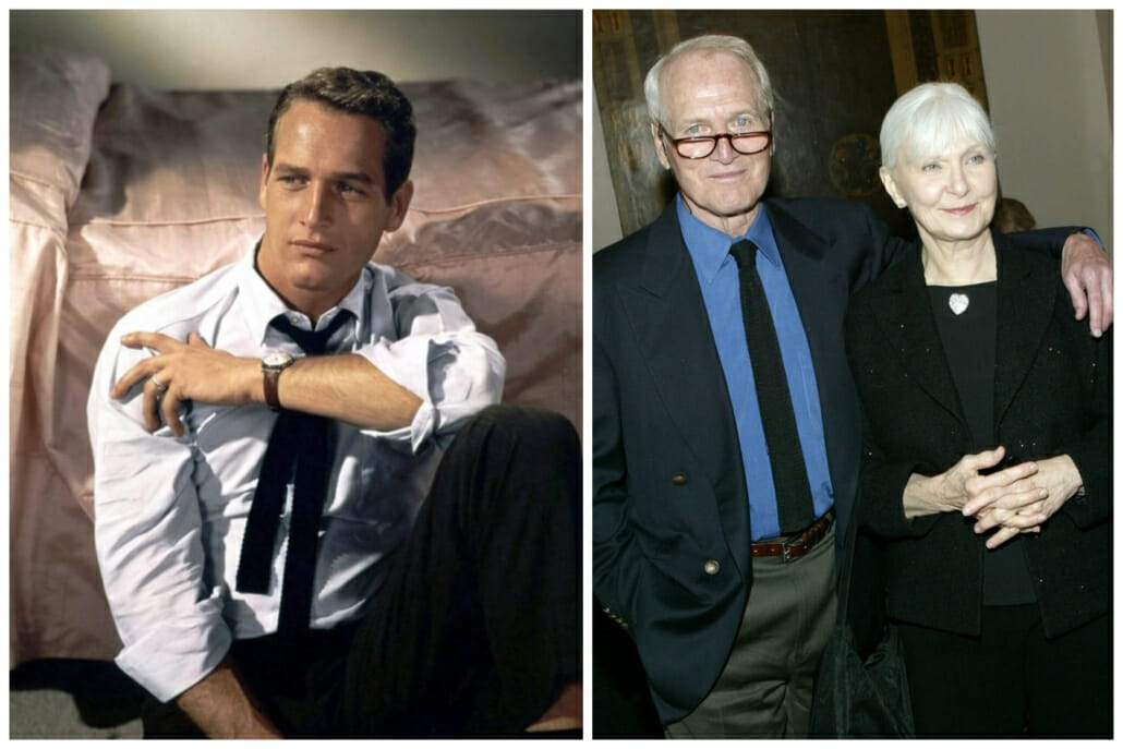 Two variants of Newman's dressed down style at different stages of his life; a knit tie is the common thread