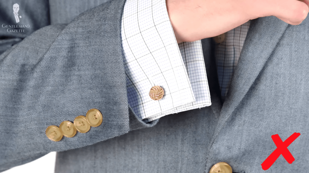 incorrect sleeve length (Pictured: Rose Gold Monkey Fist Knot Cufflinks from Fort Belvedere)