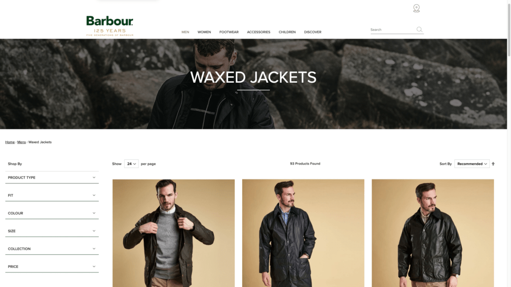 Barbour waxed jackets