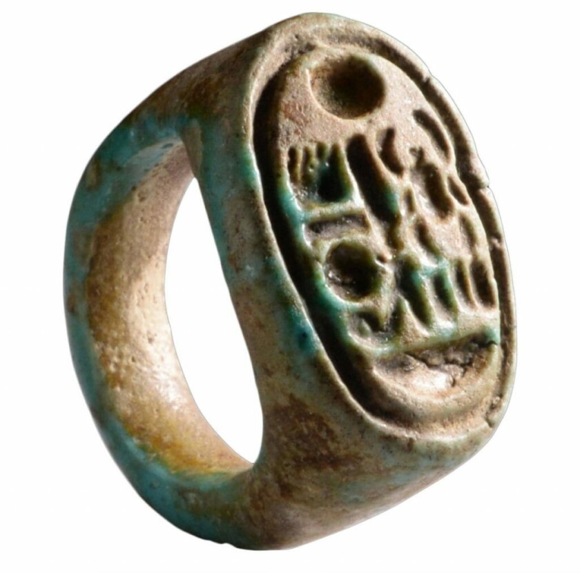 An ancient Egyptian faience ring for Tutankhamen from 1332 BC