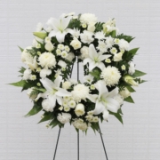 Tasteful Funeral Flowers on a Stand