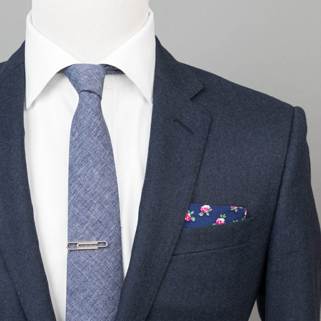 Blue floral pocket square